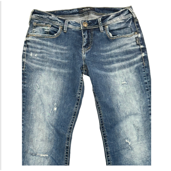 Silver Jeans Sam Denim Distressed Straight Leg Jeans - Picture 5 of 8